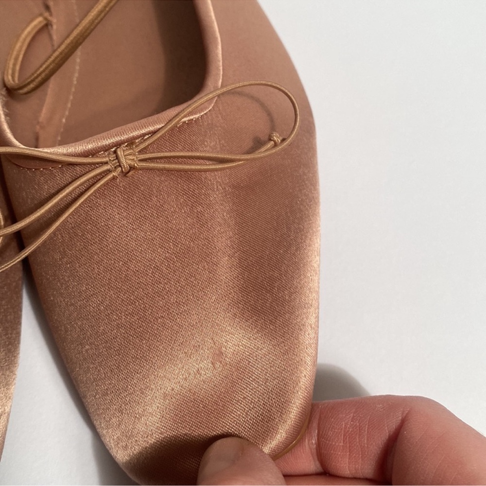 ZARA Peach Pink Satin Maryjane Ballet Flats with BOW! 40, 9 9.5 - Picture 6 of 6